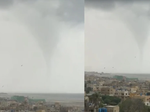 Rare Waterspouts Appear Over Karachi Sea After Rain, Stunning Yet Dangerous Sight